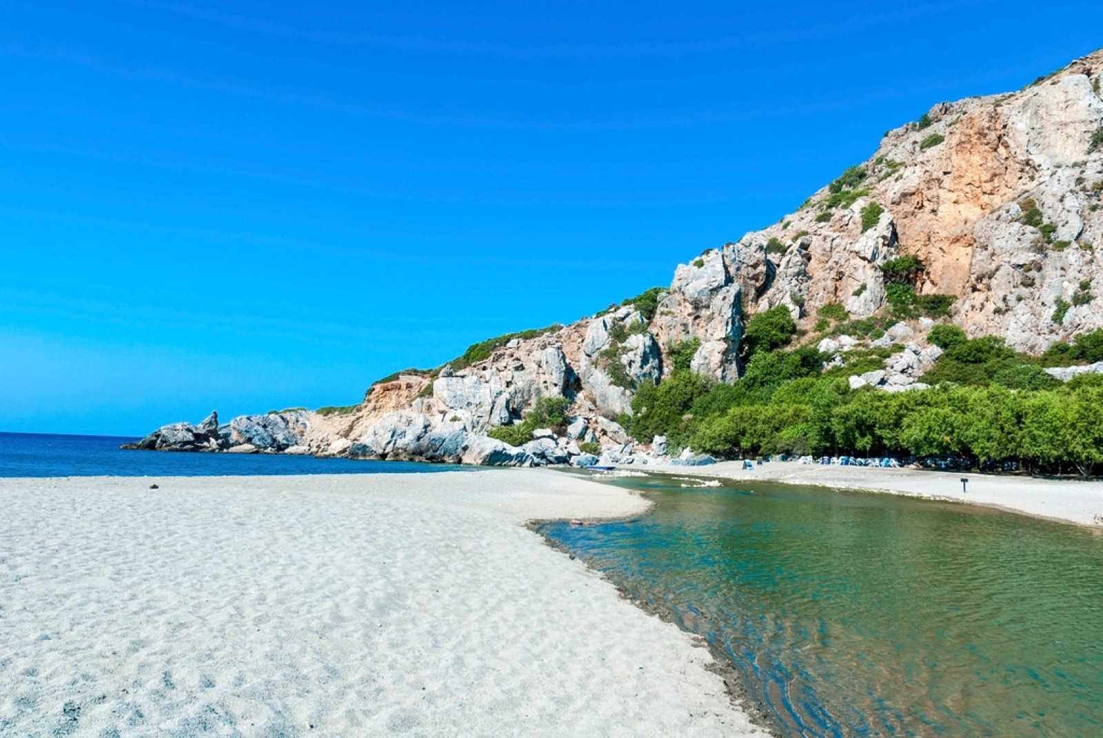 Het palmenstrand van Preveli bij Plakias